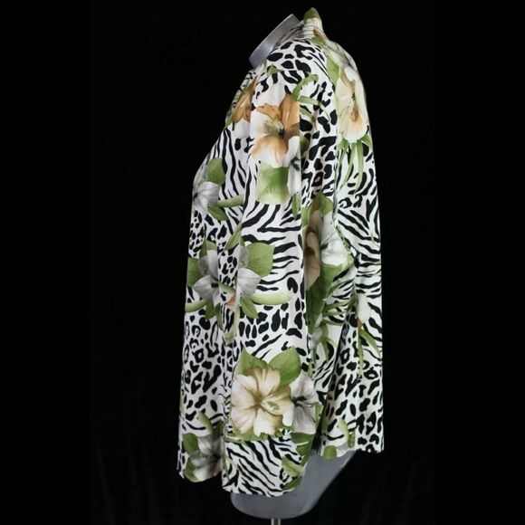 LANE BRYANT LEOPARD FLORAL PRINT JACKET PLUS SZ 26/28W MULTICOLORED - Picture 2 of 8